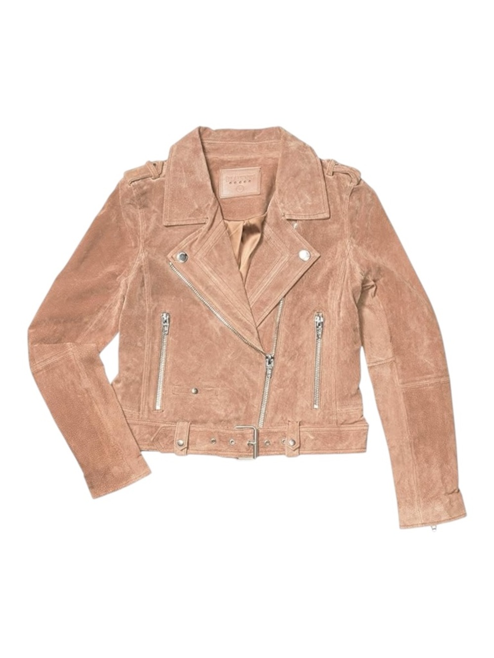 BlankNYC Sand Suede Moto Jacket Tan Leather Zip Women’s Small‎
